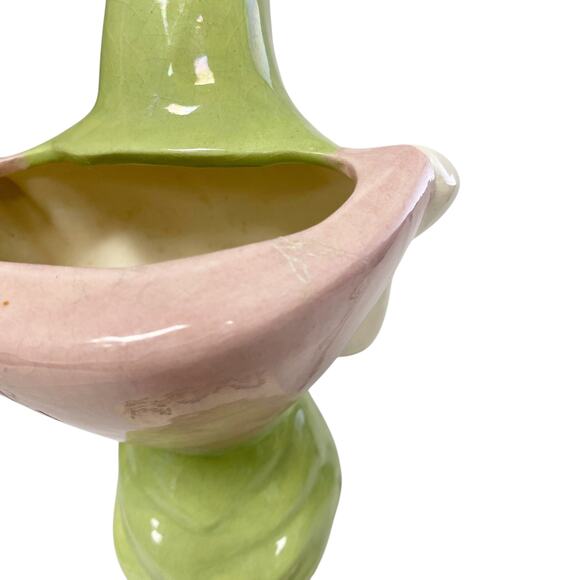 Vintage MK Signed Basket Lady Ceramic Pottery Decorative Vase - Picture 7 of 10